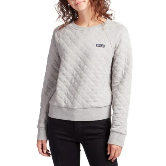 Patagonia | Tops | Patagonia Womens Organic Cotton Quilted Gray Sweatshirt  | Poshmark